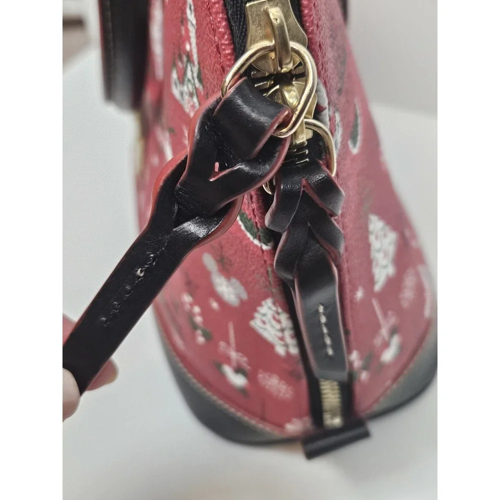 Dooney & Bourke Disney Farmhouse Holiday Satchel Top Handle Bag Christmas Red